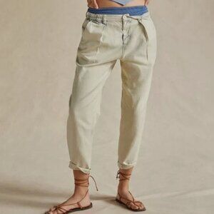 ANTHROPOLOGIE Light Acid Wash High Rise Denim Pants Size XL